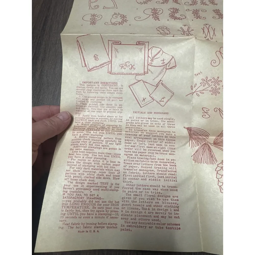 Aunt Martha’s Hot Iron Transfers 3527-6 Alphabet Monograms 1948–1952